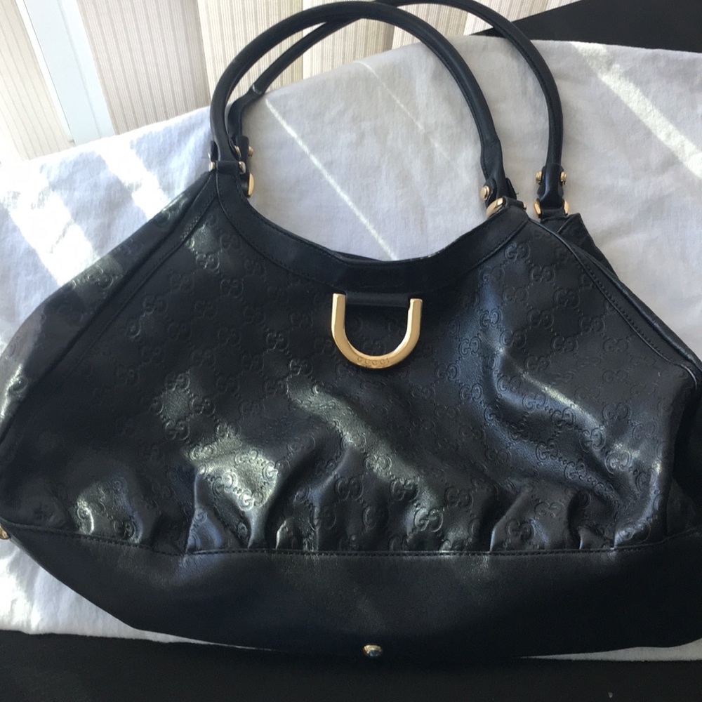 Authentic large Gucci GG leather hobo bag